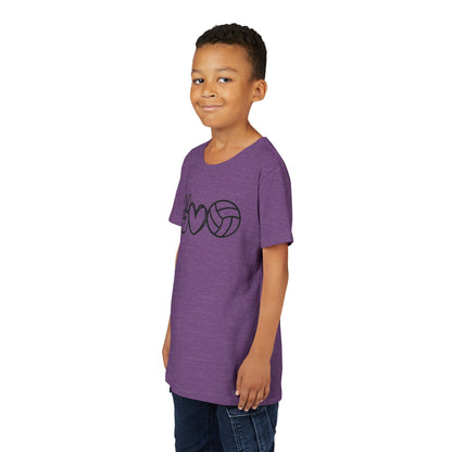 Youth Volleyball Peace Love Tee, Kids Sports Shirt, Fun Gift for Athletes, Summer Camp Apparel