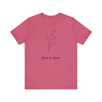 Jersey Short Sleeve Tee - 'Grow in Grace' Floral Design