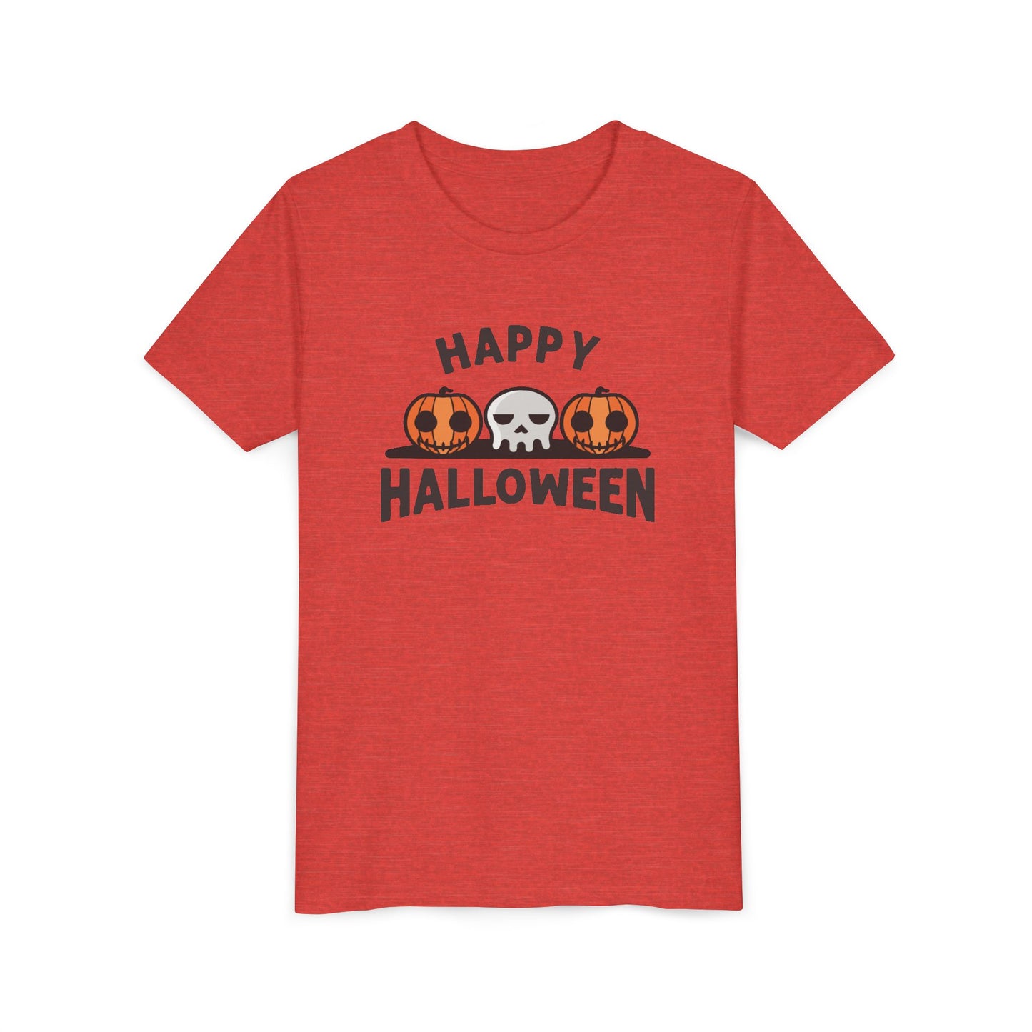 Happy Halloween Youth Tee, Kids Halloween Shirt, Short Sleeve Halloween Tee, Pumpkin Shirt, Skull Halloween Top