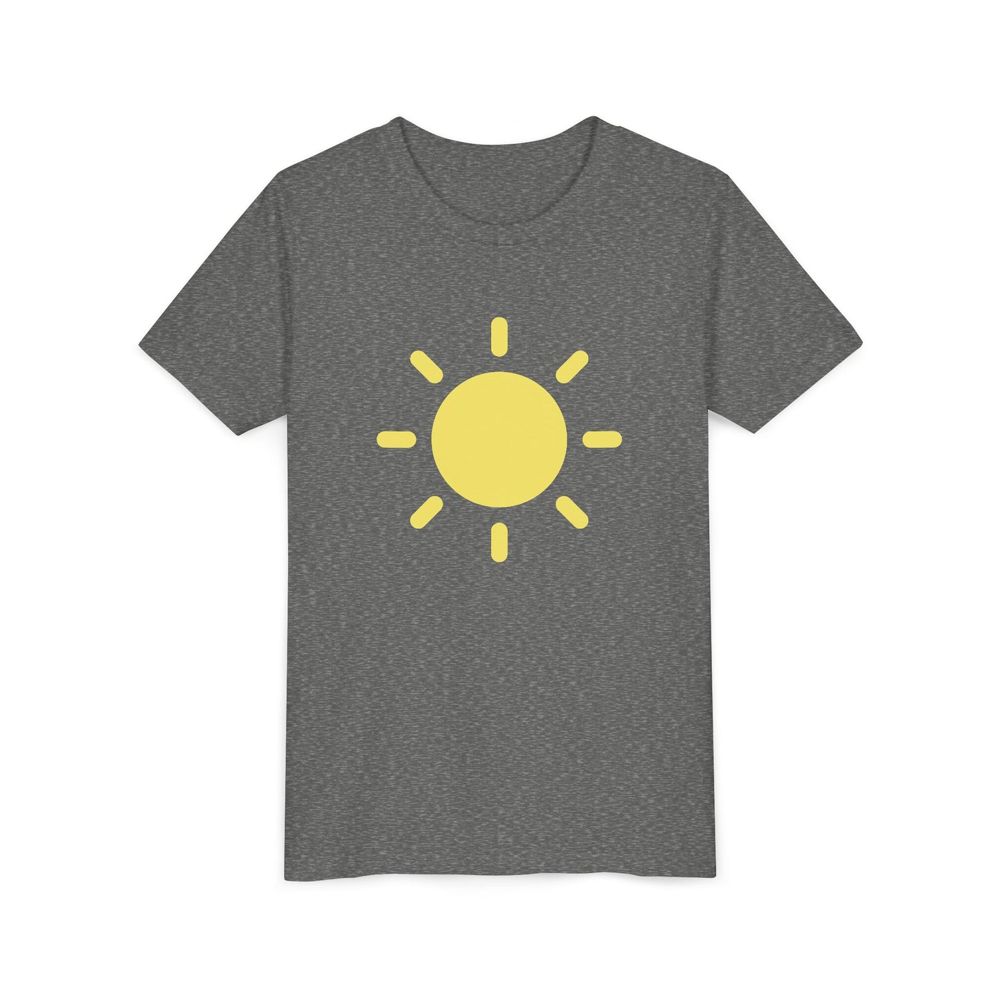 Sunny Vibes Youth Short Sleeve Tee - Bright Yellow Sun Design for Summer Fun