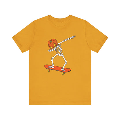 Skateboard Skeleton Tee, Cool Graphic T-Shirt, Unisex Halloween Shirt, Gift for Skate Lovers, Vintage Style Jersey Tee