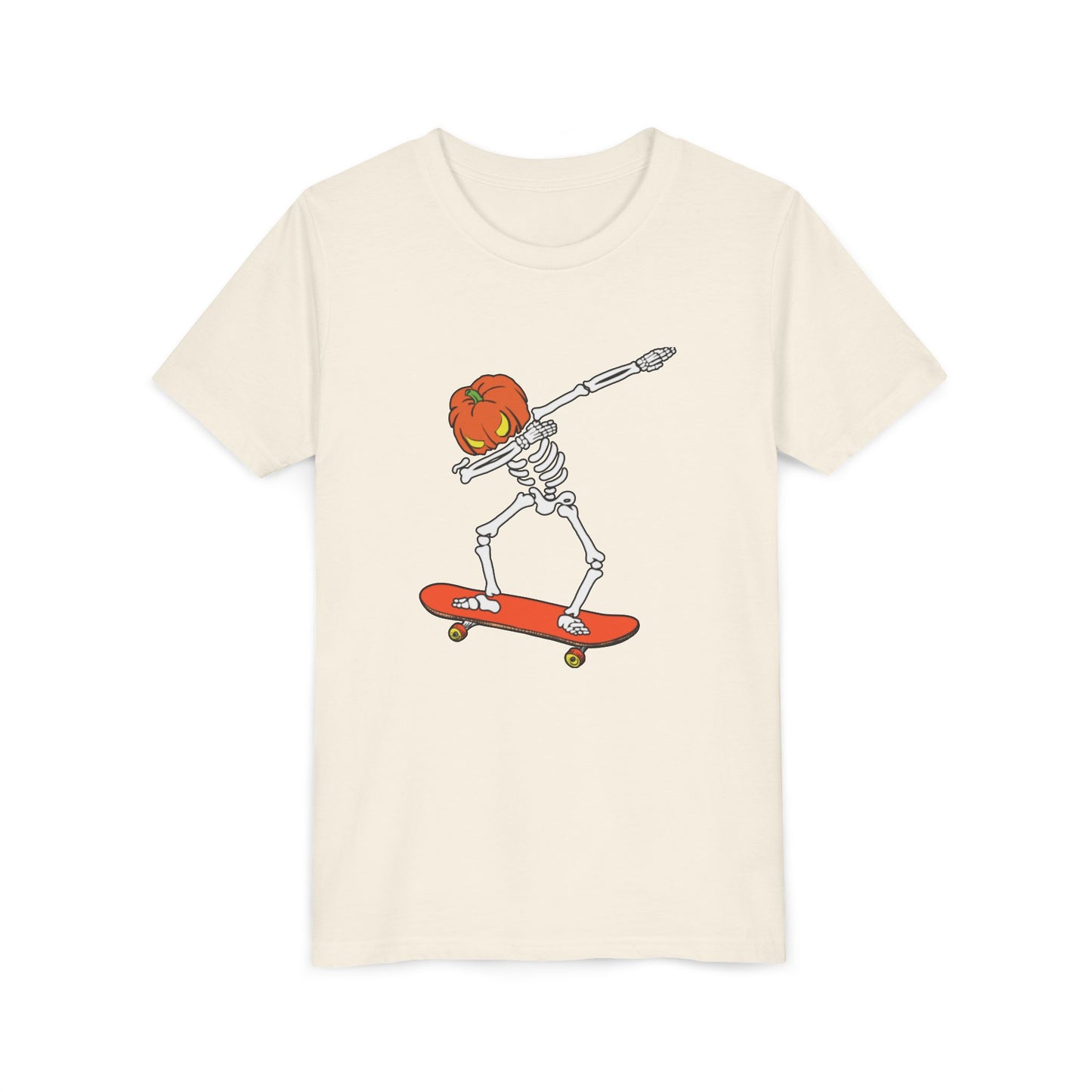 Cool Skeleton Skateboard Youth Tee, Fun Graphic Tee for Kids, Halloween Costume, Skateboarding Gift, Casual Summer Shirt
