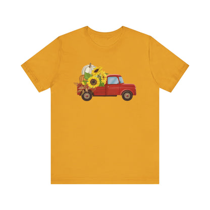 Vintage Truck with Sunflowers Tee, Casual Summer Shirt, Garden Lover Gift, Fall Festival Apparel, Everyday Wear, Farmhouse Style Clothing