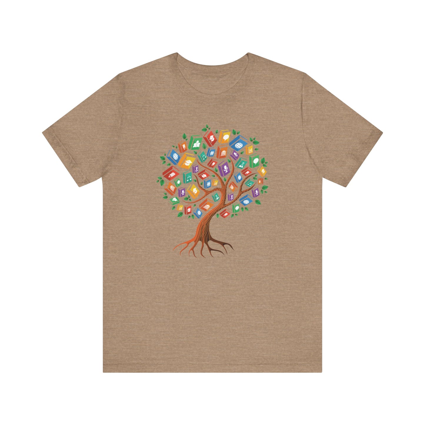 Colorful Book Tree Jersey Tee - Great for Book Lovers and Educators