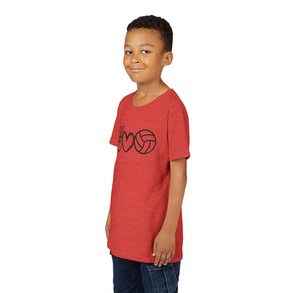 Youth Volleyball Peace Love Tee, Kids Sports Shirt, Fun Gift for Athletes, Summer Camp Apparel