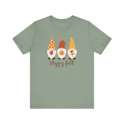 Happy Fall Gnome Tee, T-Shirt for Autumn, Fall Gnome Shirt, Cozy Fall Outfit, Thanksgiving Gift, Seasonal Apparel