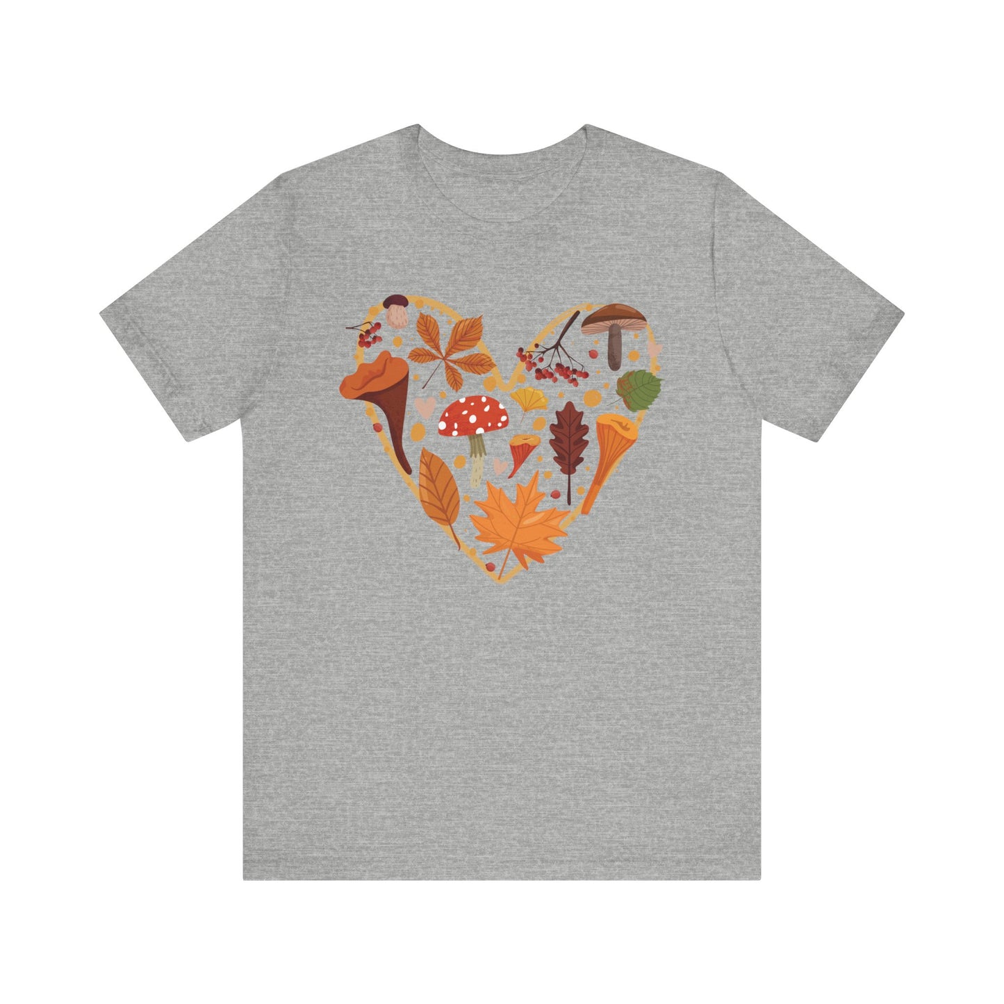 Fall Leaves Heart Tee, Autumn T-Shirt, Nature Lover Gift, Thanksgiving Apparel, Cozy Casual Wear