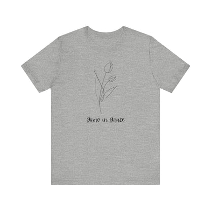 Jersey Short Sleeve Tee - 'Grow in Grace' Floral Design