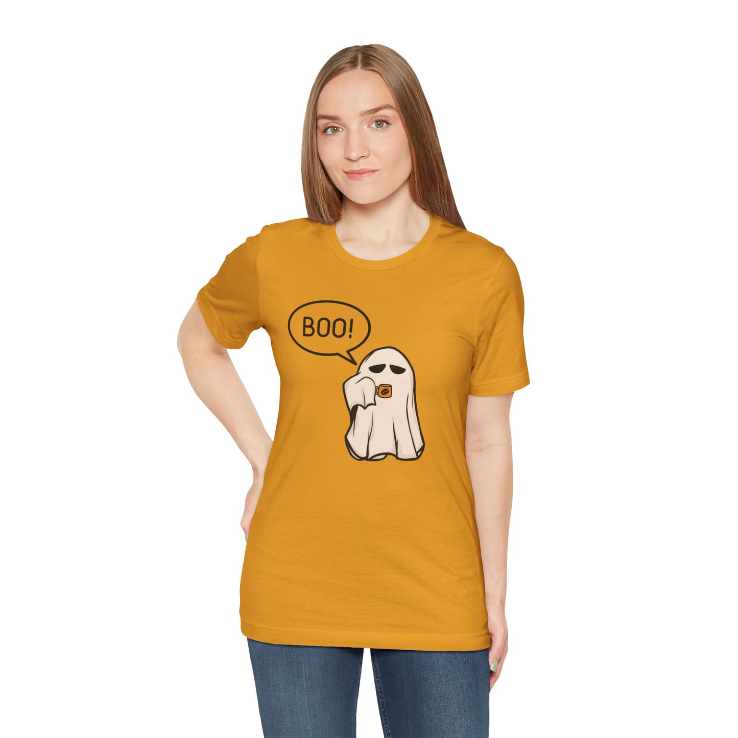 Halloween Ghost Tee, Boo T-Shirt, Fall Apparel, Short Sleeve Shirt, Cute Halloween Top, Pumpkin Spice Shirt, Spooky Vibes
