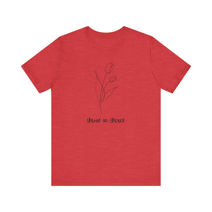 Jersey Short Sleeve Tee - 'Grow in Grace' Floral Design