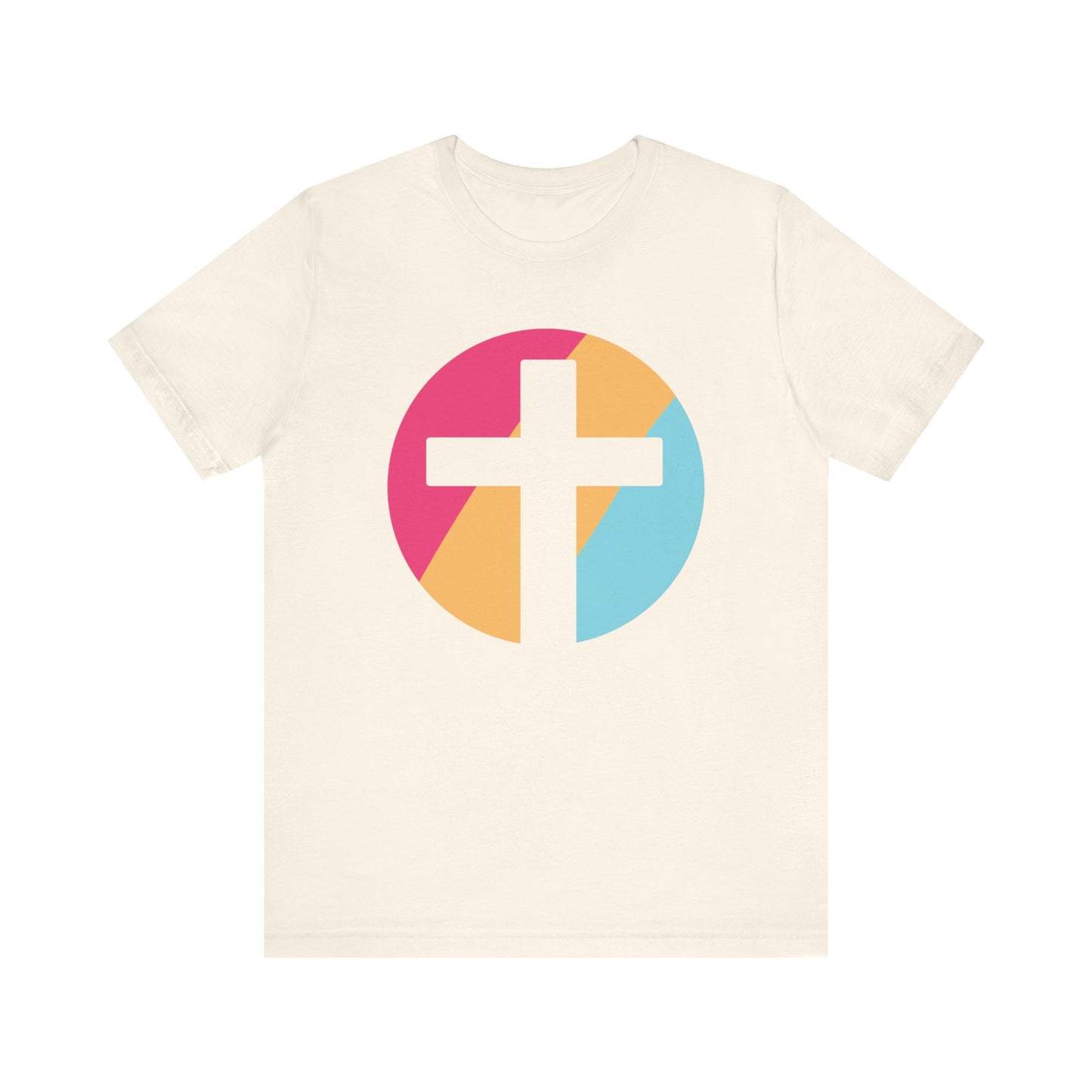 Faith-Inspired Unisex Short Sleeve Tee with Colorful Cross Design