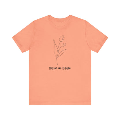 Jersey Short Sleeve Tee - 'Grow in Grace' Floral Design