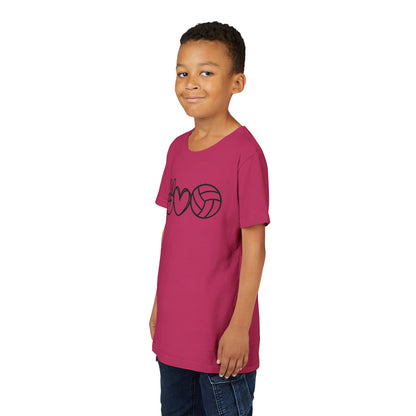 Youth Volleyball Peace Love Tee, Kids Sports Shirt, Fun Gift for Athletes, Summer Camp Apparel