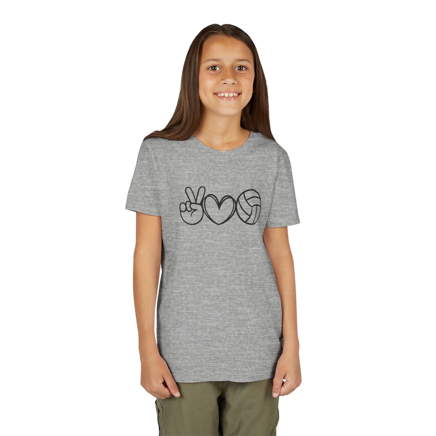 Youth Volleyball Peace Love Tee, Kids Sports Shirt, Fun Gift for Athletes, Summer Camp Apparel