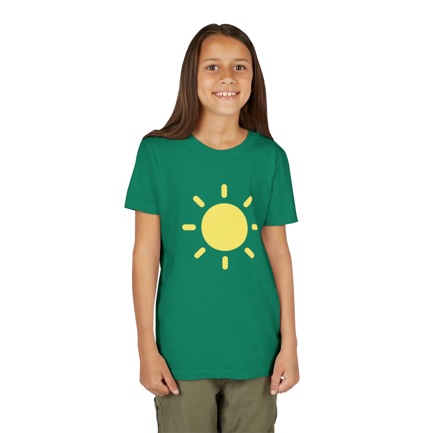 Sunny Vibes Youth Short Sleeve Tee - Bright Yellow Sun Design for Summer Fun