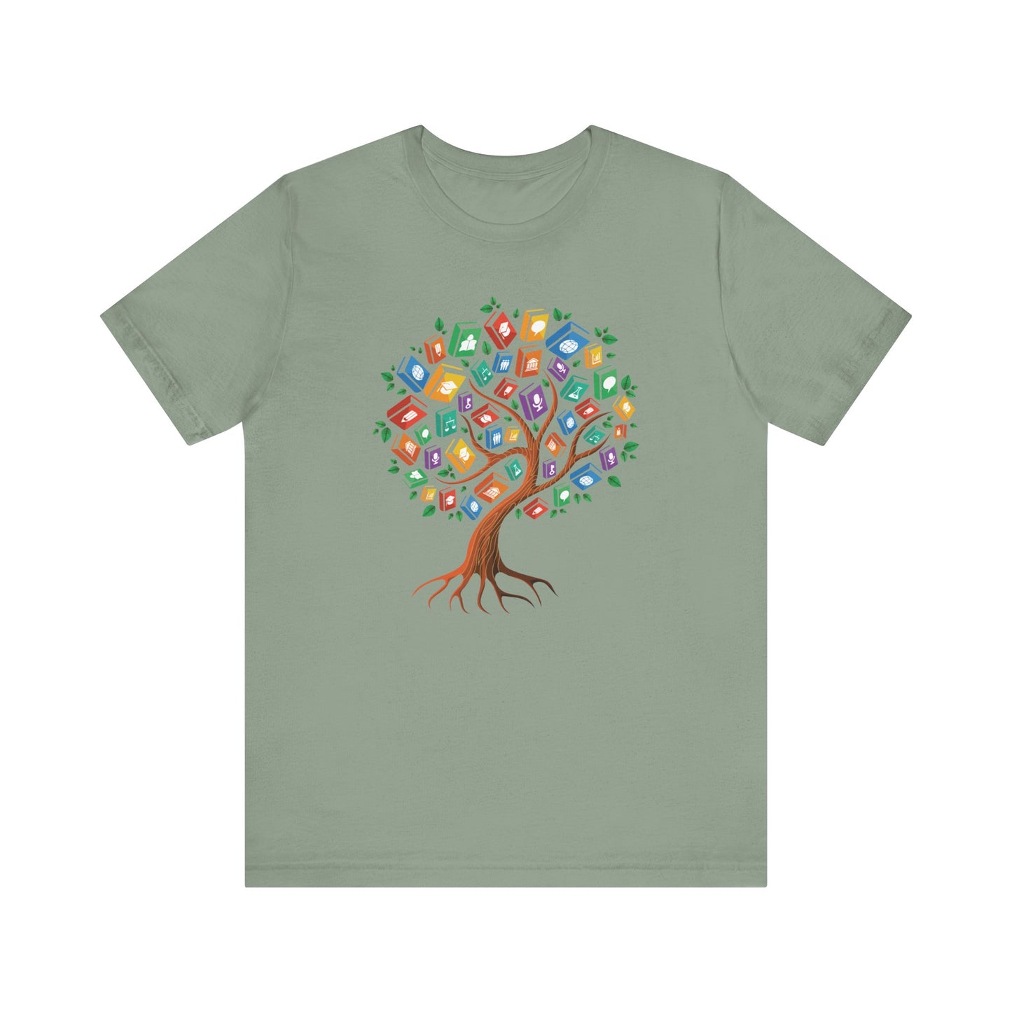 Colorful Book Tree Jersey Tee - Great for Book Lovers and Educators