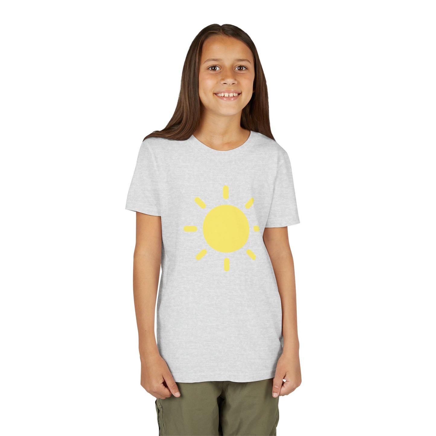 Sunny Vibes Youth Short Sleeve Tee - Bright Yellow Sun Design for Summer Fun