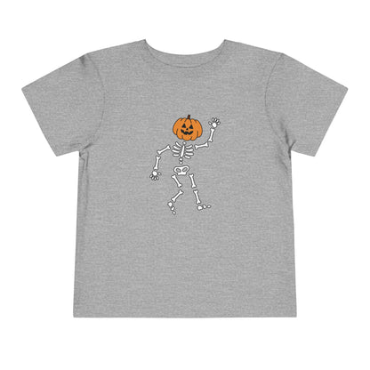 Cute Halloween Skeleton Toddler Tee, Halloween Shirt, Pumpkin Skeleton Tee, Toddler Costume Top, Kids Halloween Apparel