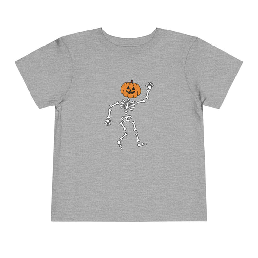 Cute Halloween Skeleton Toddler Tee, Halloween Shirt, Pumpkin Skeleton Tee, Toddler Costume Top, Kids Halloween Apparel