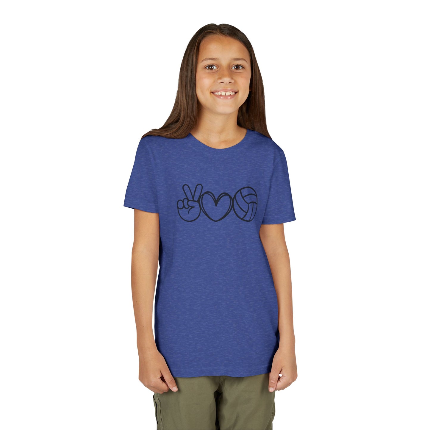 Youth Volleyball Peace Love Tee, Kids Sports Shirt, Fun Gift for Athletes, Summer Camp Apparel