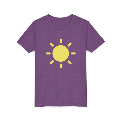 Sunny Vibes Youth Short Sleeve Tee - Bright Yellow Sun Design for Summer Fun