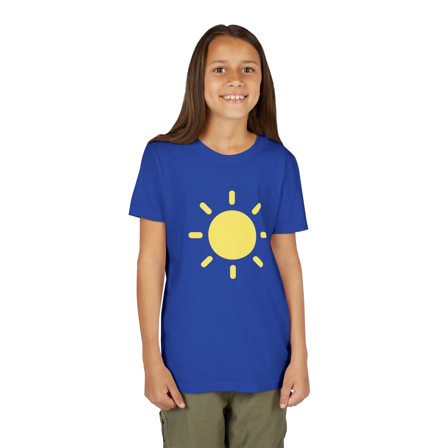 Sunny Vibes Youth Short Sleeve Tee - Bright Yellow Sun Design for Summer Fun