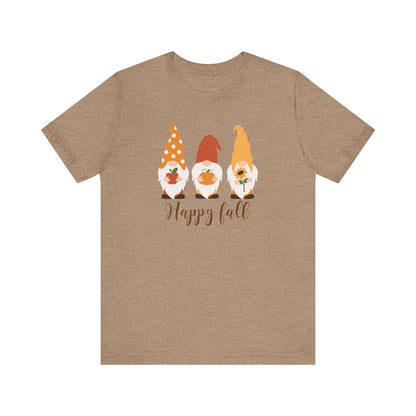 Happy Fall Gnome Tee, T-Shirt for Autumn, Fall Gnome Shirt, Cozy Fall Outfit, Thanksgiving Gift, Seasonal Apparel