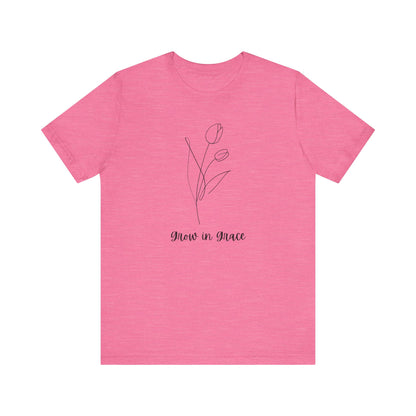 Jersey Short Sleeve Tee - 'Grow in Grace' Floral Design