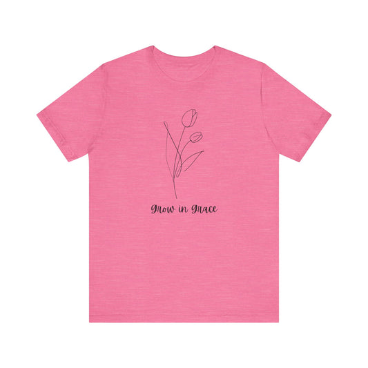 Jersey Short Sleeve Tee - 'Grow in Grace' Floral Design