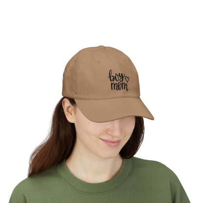Boy Mom Classic Dad Cap - Stylish White Hat for Proud Mothers