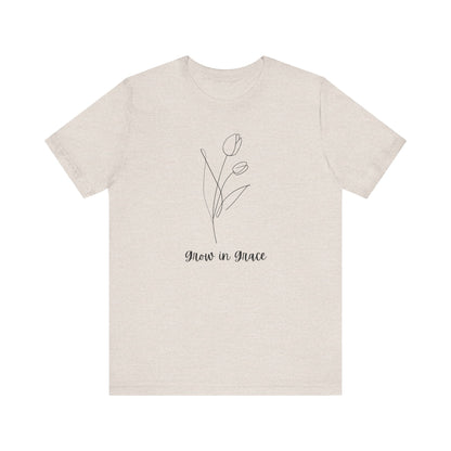 Jersey Short Sleeve Tee - 'Grow in Grace' Floral Design