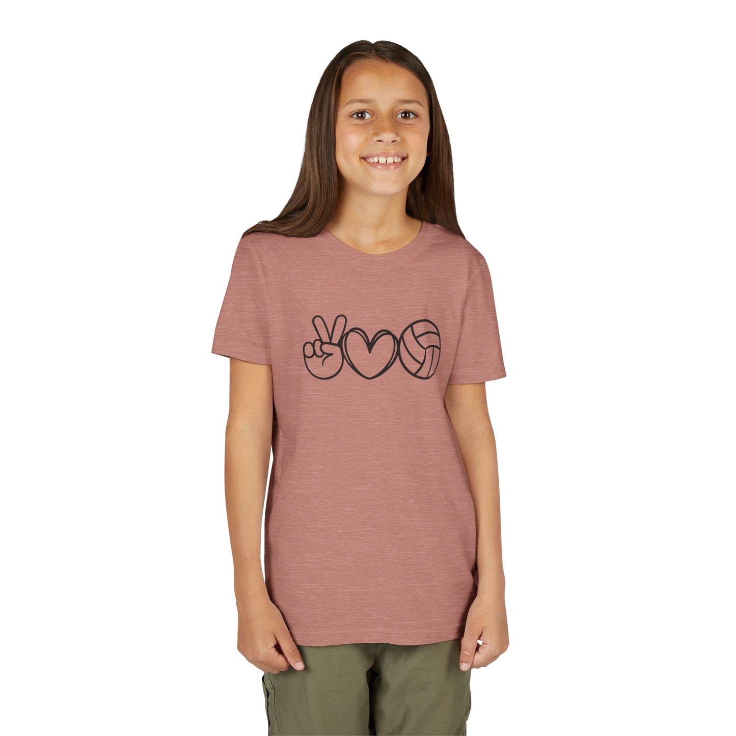 Youth Volleyball Peace Love Tee, Kids Sports Shirt, Fun Gift for Athletes, Summer Camp Apparel