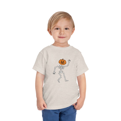 Cute Halloween Skeleton Toddler Tee, Halloween Shirt, Pumpkin Skeleton Tee, Toddler Costume Top, Kids Halloween Apparel