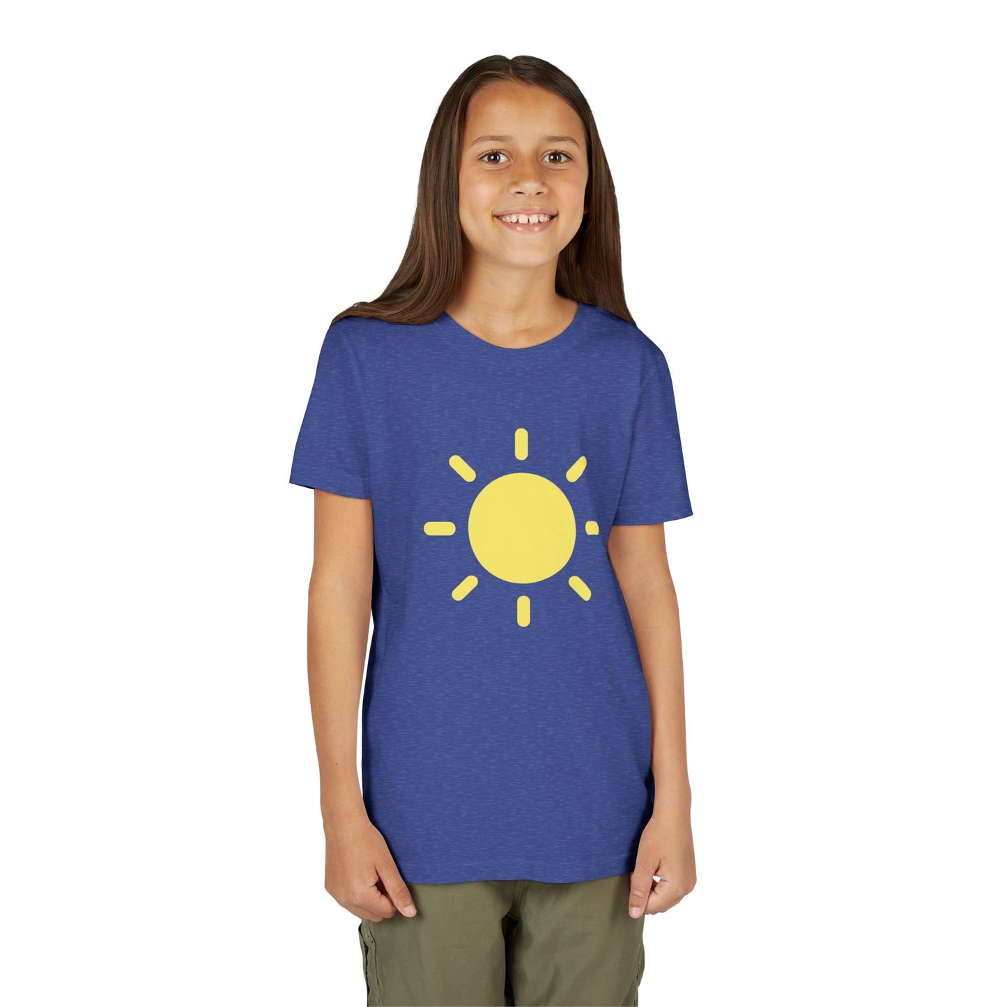 Sunny Vibes Youth Short Sleeve Tee - Bright Yellow Sun Design for Summer Fun