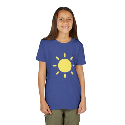 Sunny Vibes Youth Short Sleeve Tee - Bright Yellow Sun Design for Summer Fun