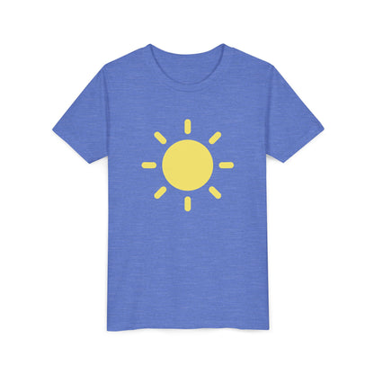Sunny Vibes Youth Short Sleeve Tee - Bright Yellow Sun Design for Summer Fun