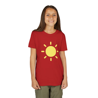 Sunny Vibes Youth Short Sleeve Tee - Bright Yellow Sun Design for Summer Fun