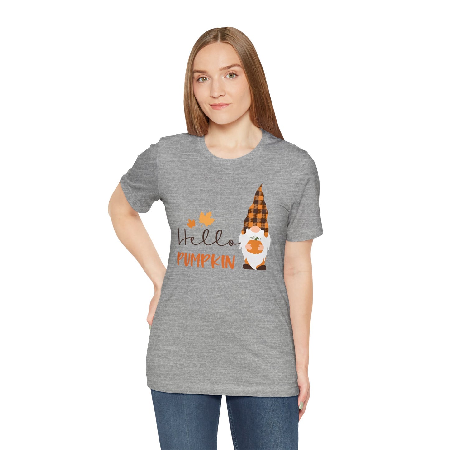 Hello Pumpkin Fall Gnome Tee, Autumn T-Shirt, Halloween Shirt, Graphic Tee, Seasonal Apparel, Gift for Fall Lovers