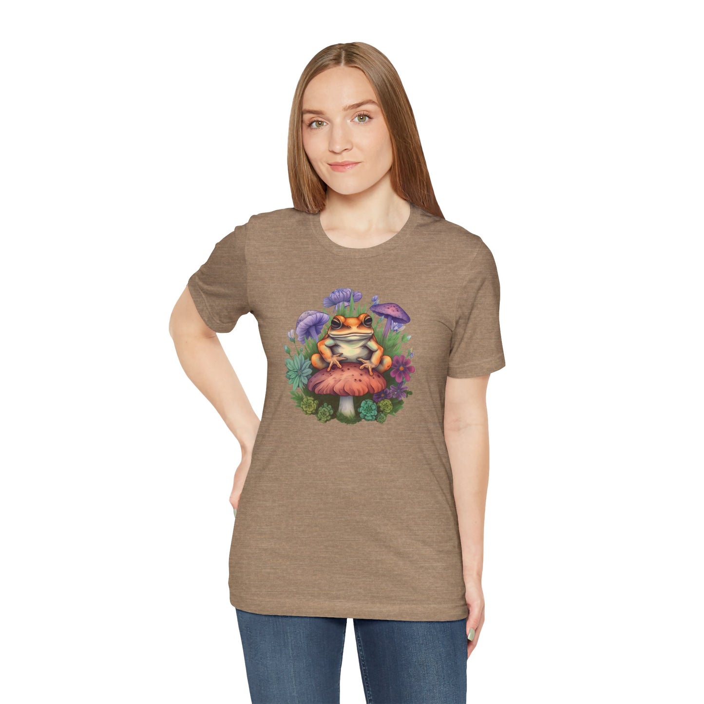 Frog and Mushroom Unisex Tee - Nature-Inspired Graphic T-Shirt