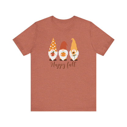 Happy Fall Gnome Tee, T-Shirt for Autumn, Fall Gnome Shirt, Cozy Fall Outfit, Thanksgiving Gift, Seasonal Apparel