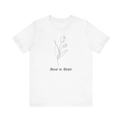 Jersey Short Sleeve Tee - 'Grow in Grace' Floral Design