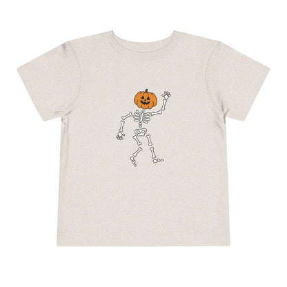 Cute Halloween Skeleton Toddler Tee, Halloween Shirt, Pumpkin Skeleton Tee, Toddler Costume Top, Kids Halloween Apparel