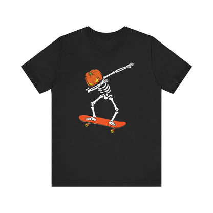 Skateboard Skeleton Tee, Cool Graphic T-Shirt, Unisex Halloween Shirt, Gift for Skate Lovers, Vintage Style Jersey Tee