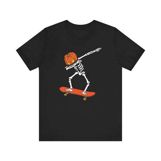 Skateboard Skeleton Tee, Cool Graphic T-Shirt, Unisex Halloween Shirt, Gift for Skate Lovers, Vintage Style Jersey Tee