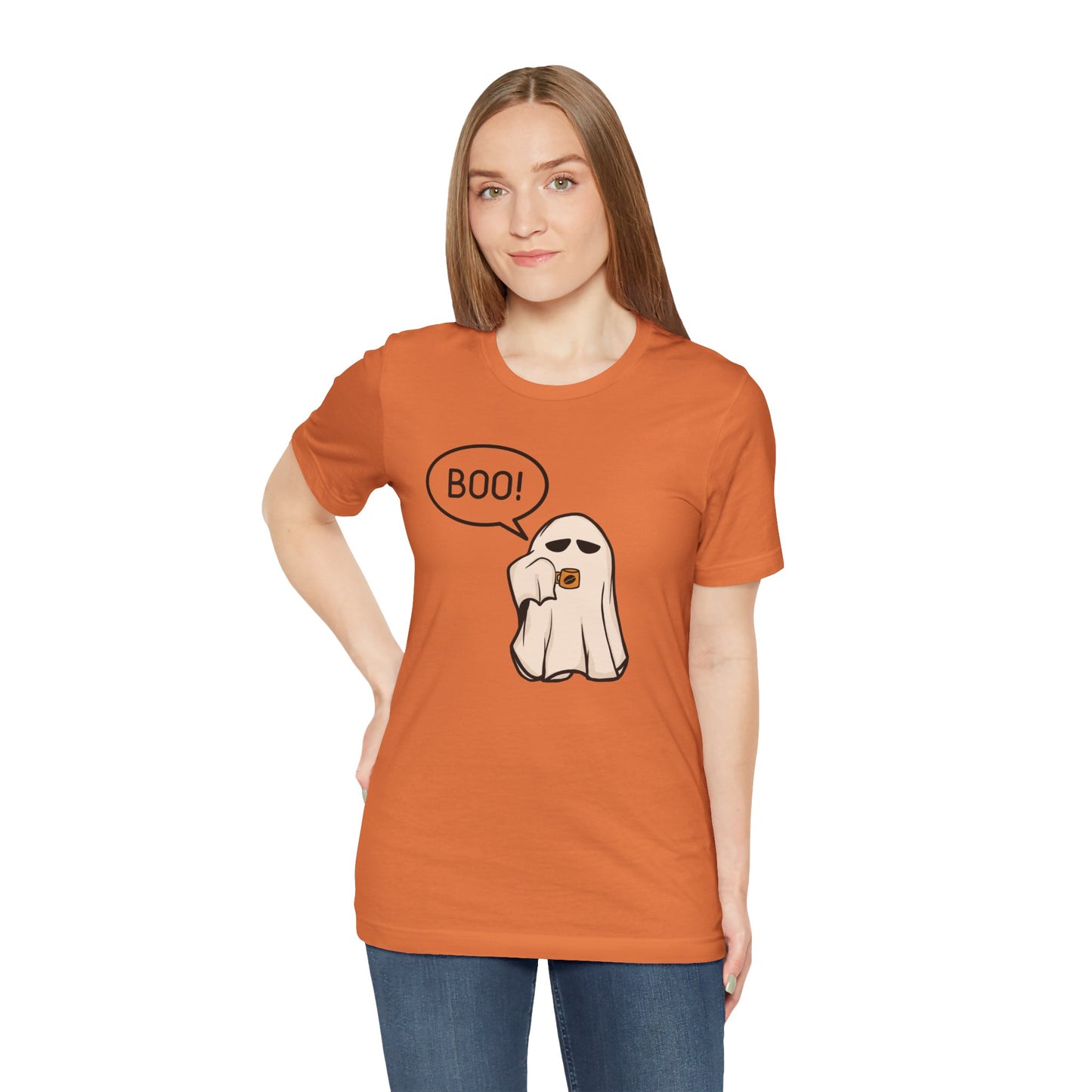 Halloween Ghost Tee, Boo T-Shirt, Fall Apparel, Short Sleeve Shirt, Cute Halloween Top, Pumpkin Spice Shirt, Spooky Vibes