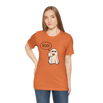 Halloween Ghost Tee, Boo T-Shirt, Fall Apparel, Short Sleeve Shirt, Cute Halloween Top, Pumpkin Spice Shirt, Spooky Vibes