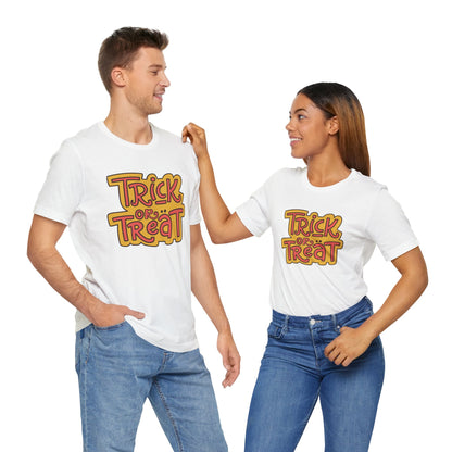Halloween Trick or Treat Tee, Jersey Short Sleeve Tee, Fall Fashion, Halloween Party Shirt, Casual Wear, Spooky Season Tee