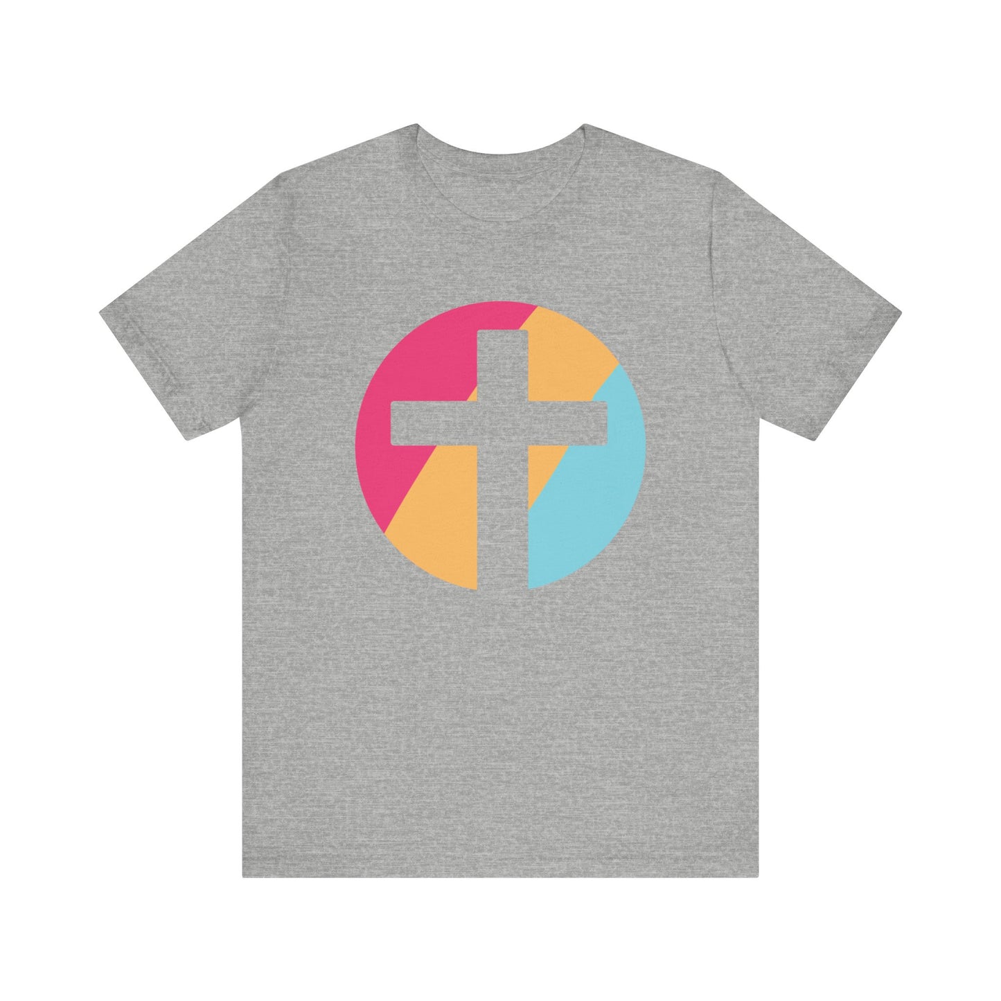 Faith-Inspired Unisex Short Sleeve Tee with Colorful Cross Design