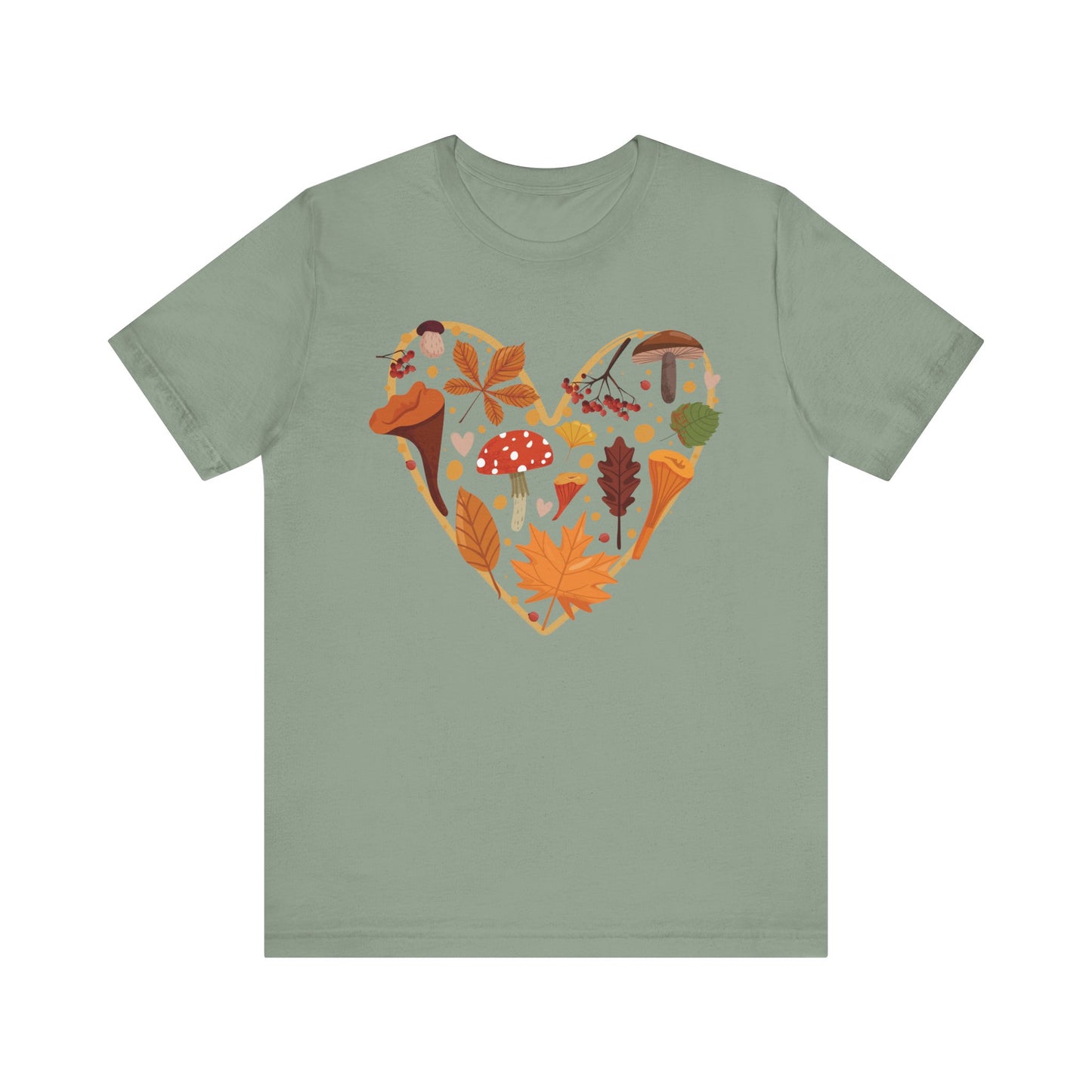 Fall Leaves Heart Tee, Autumn T-Shirt, Nature Lover Gift, Thanksgiving Apparel, Cozy Casual Wear
