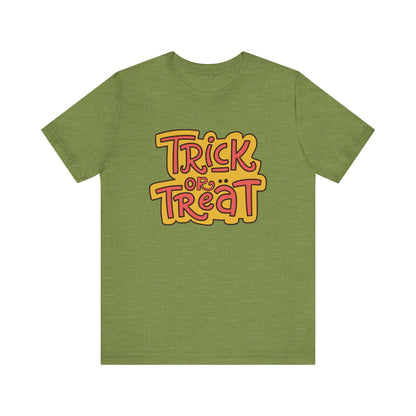 Halloween Trick or Treat Tee, Jersey Short Sleeve Tee, Fall Fashion, Halloween Party Shirt, Casual Wear, Spooky Season Tee